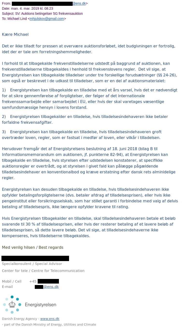 Svar 2 fra Energistyrelsen